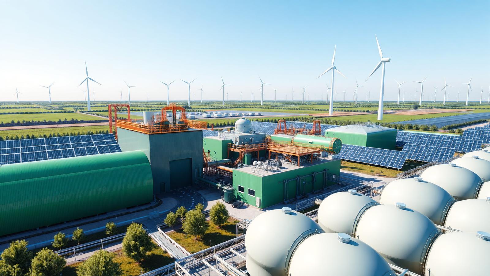 Green ammonia production facility with solar and wind